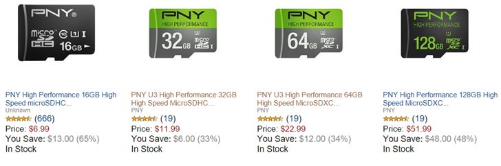 Fotografía - [Offre Alerte] Amazon Or BOX a PNY MicroSD cartes sur la vente, y compris une carte de 128 Go pour seulement 52 $